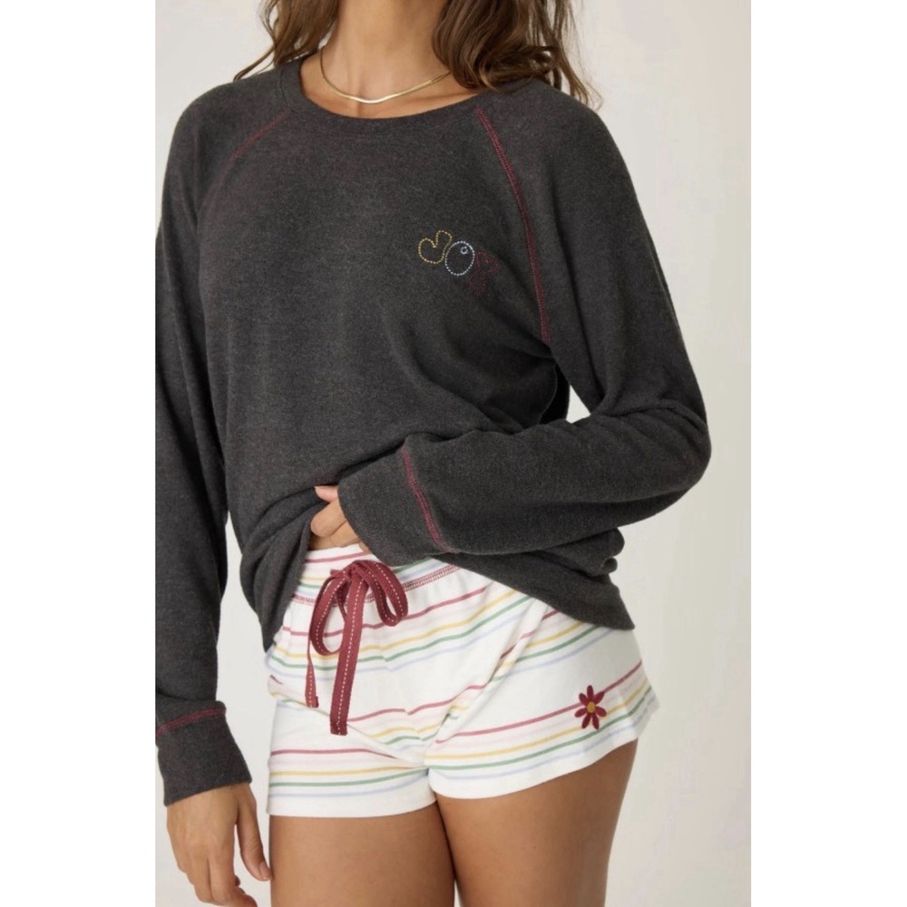 PJ Salvage Joy To The World Long Sleeve Pajama Top SZ LG Festive Peace Soft NWT